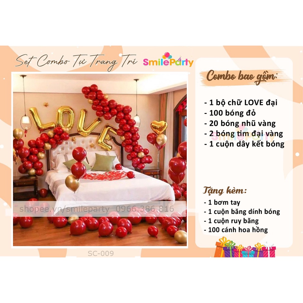 Set Bóng Trang Trí Phòng Cưới HOT 2023, Bóng Bay Trang Trí Phòng Cưới , Bóng Chữ happy Wedding
