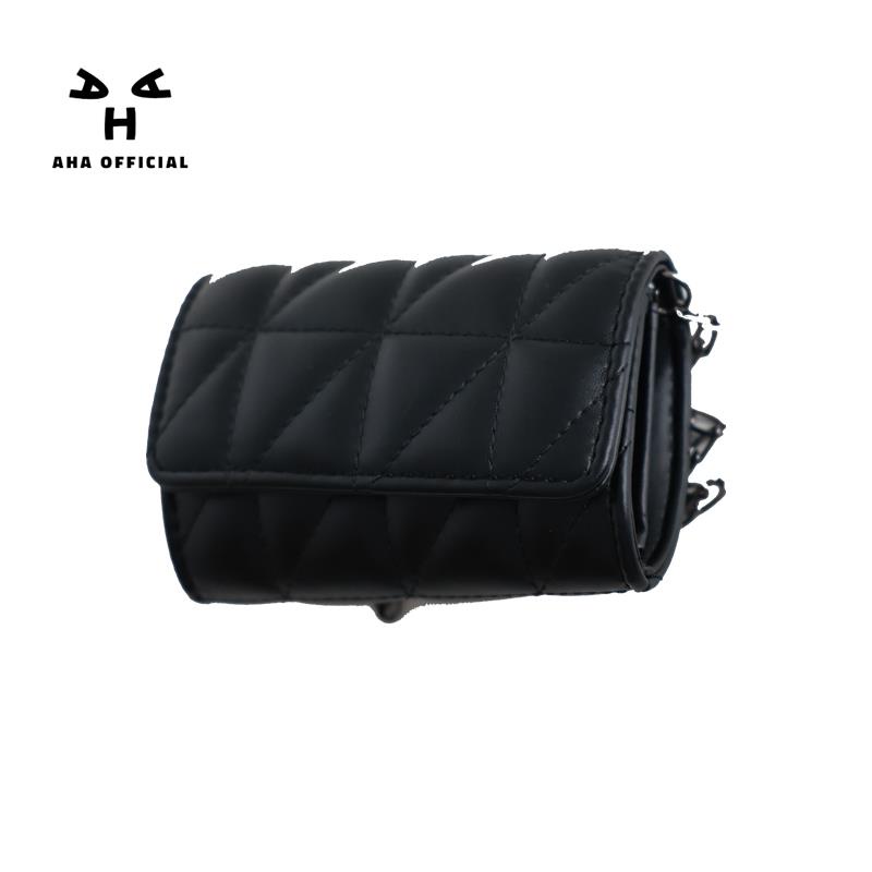 Túi Xách Đeo Vai Hình Vuông Cỡ Nhỏ Màu Đen Phối Dây Đeo Sợi Xích Thời Trang Cao Cấp Cho Nữ