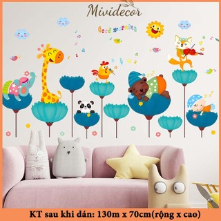 Decal dán tường cho bé Mividecor hình dán tường con vật