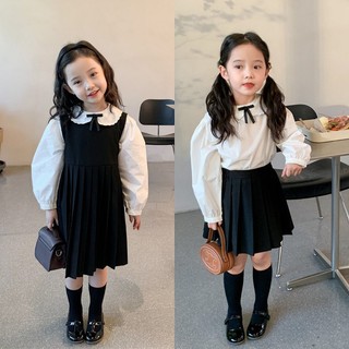 Set áo sơ mi trắng, chân váy xếp ly và váy ngắn tay cho bé từ 10kg đến 23kg
