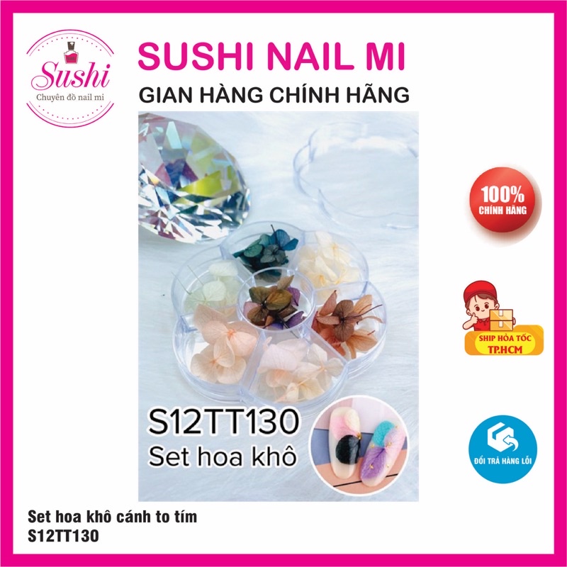 Set hoa khô 7 màu chuyên dùng trang trí móng - phụ kiện dành cho móng - Sushi nail mi