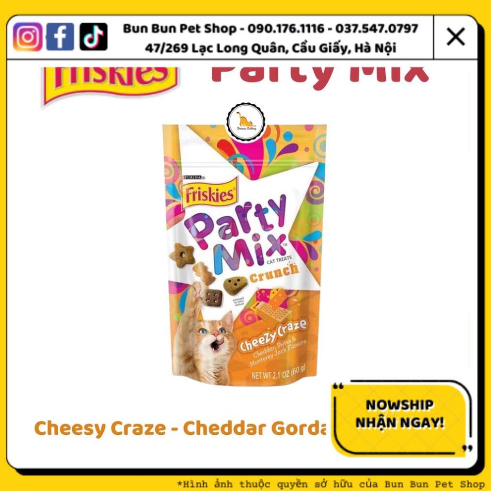 PURINA FRISKIES PARTY MIX - BÁNH THƯỞNG CHO MÈO ĐỦ HƯƠNG VỊ HỖN HỢP GÓI 60g