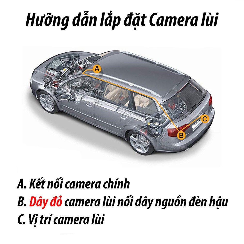 Camera lùi ô tô dùng cho camera hành trình, loại 5 chấu, dây tín hiệu 10m/5,5m phù hợp mọi loại xe