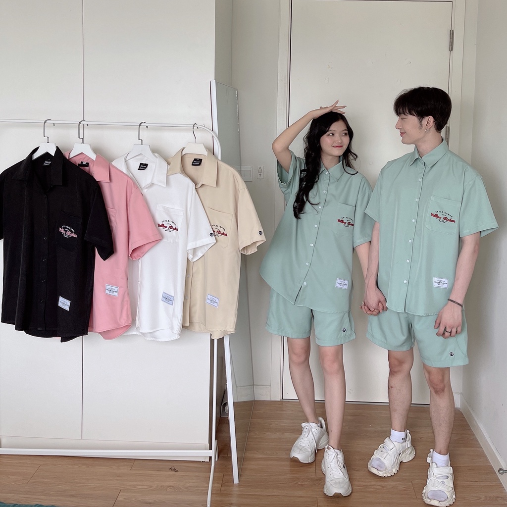 Bộ đồ somi tay ngắn họa tiết thêu YELLOW FLICKER unisex