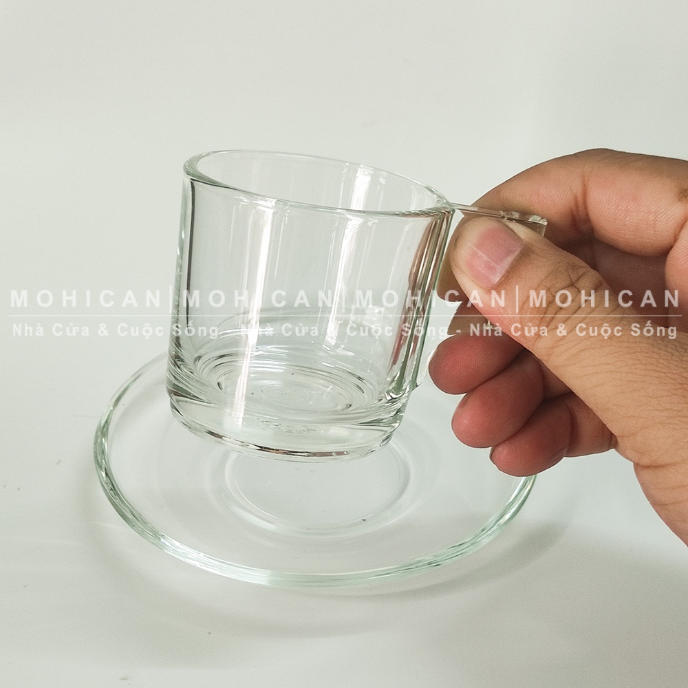 Cốc thủy tinh có quai Lucky Classic Cup 80ml, ly thủy tinh pha Espresso, trà, cà phê nhỏ Thái Lan LUCG-304903