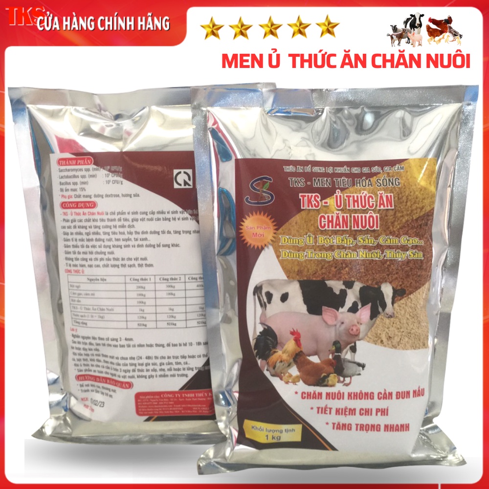 MEN Ủ THỨC ĂN CHĂN NUÔI TKS: Ủ Chín Thức Ăn Chăn Nuôi Không Cần Đun Nấu - Gói 1kg