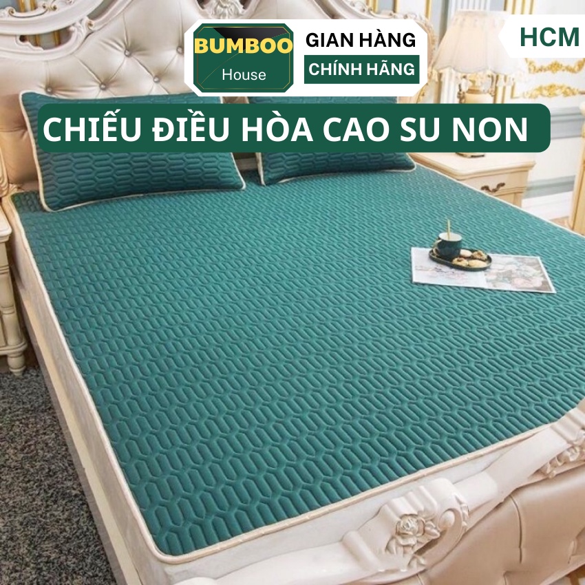 Chiếu điều hoà cao su non, bộ chiếu điều hoà tặng kèm 2 vỏ gối chất liệu cao cấp 3 lớp hàng loại 1 nặng 2kg