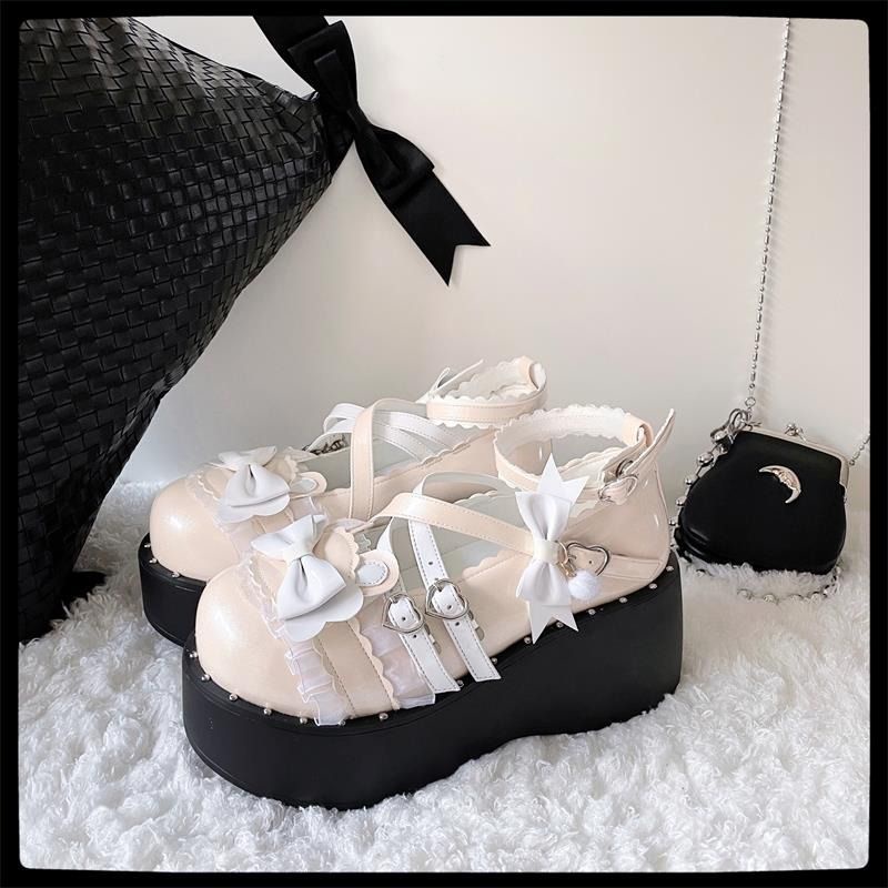 💖Trong kho💖Giày Búp Bê Da Mũi Tròn Phong Cách Lolita Xinh Xắn Cho Nữ