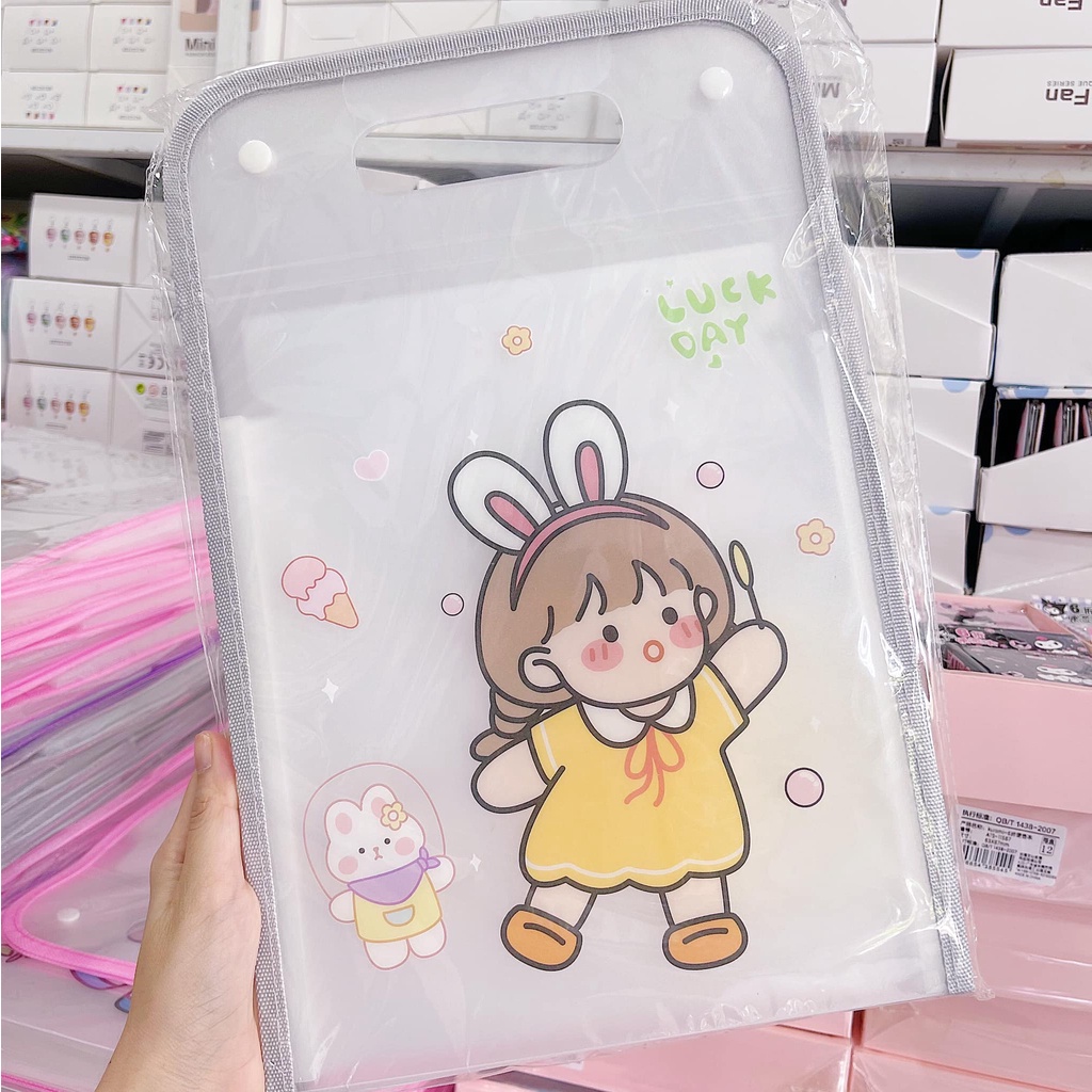 Bìa hồ sơ, bìa tài liệu A4 13 ngăn quai có tặng kèm sticker phân loại