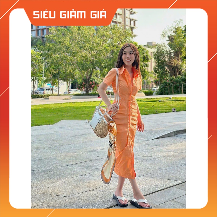 Đầm Sơ Mi Body Nữ Khoét Eo Dáng Dài Hàng Quảng Châu V4007 - Teen888