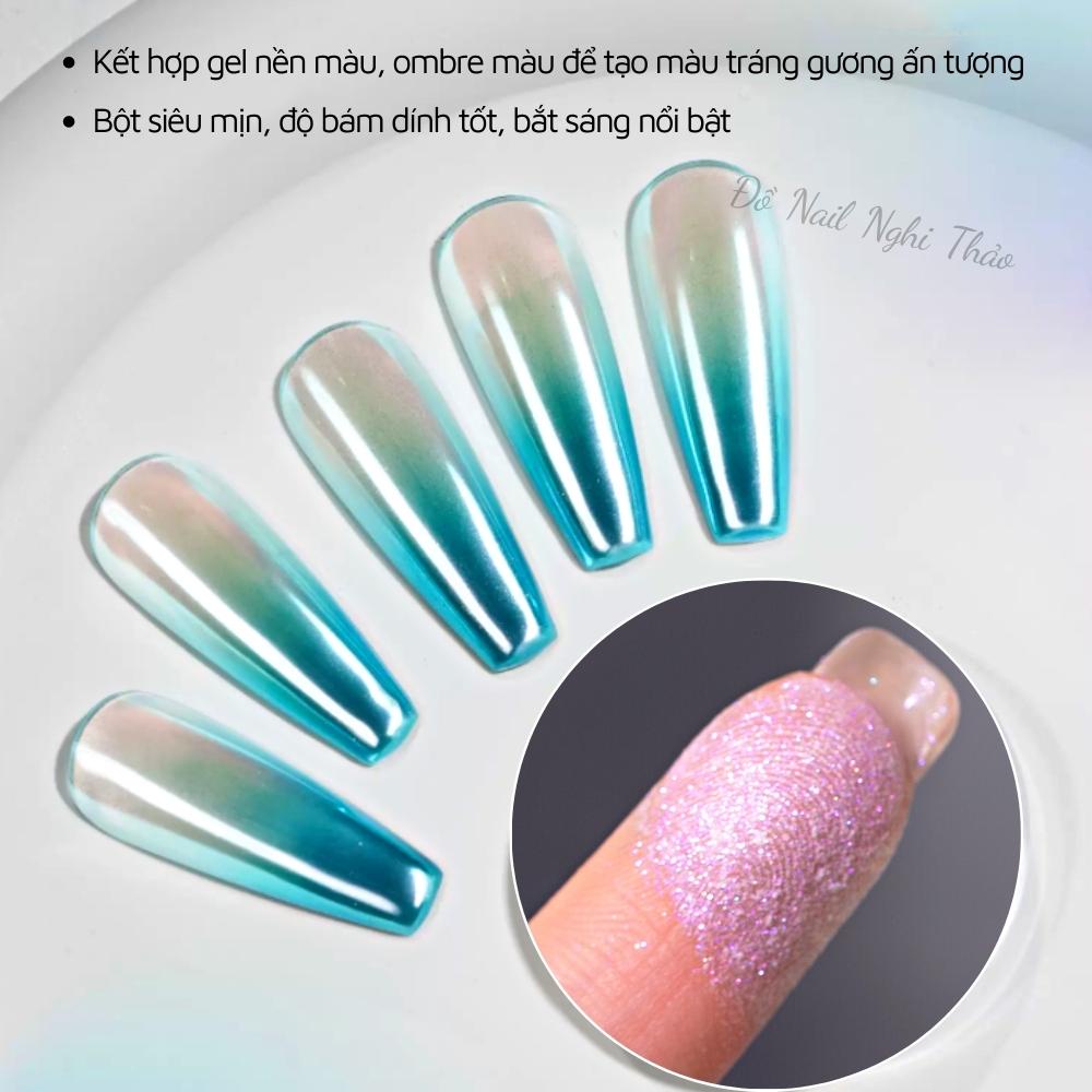 Bột tráng gương nail ánh ngọc trai NGHI THẢO set 6 hũ