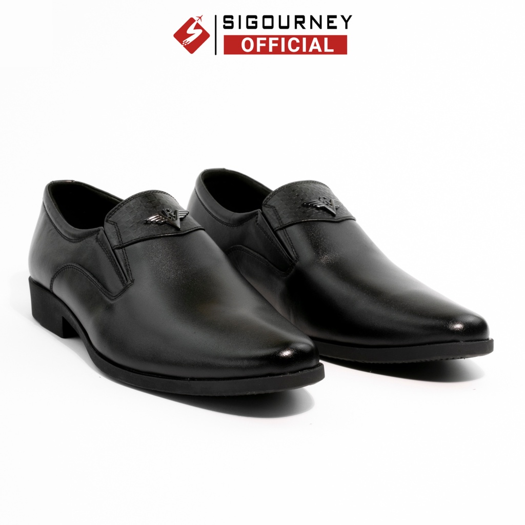 Giày Tây Nam Da Bò Cao Cấp SIGOURNEY Màu Đen Dành Cho Dân Công Sở SIG01 Bảo Hành 18 Tháng