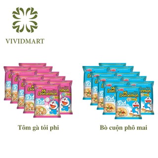  - ACECOOK - Mì gói Doraemon 2 vị: Doraemon bò cuộn phô mai và Doraemon tôm gà tỏi phi (62g - 63g/gói)