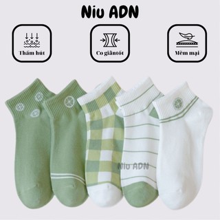 Combo 5 đôi vớ tất họa tiết cổ ngắn cho nữ - NIU ADN - Chất liệu cotton mềm mại thoáng mát