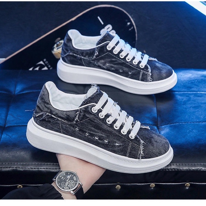 Giày thể thao nam, giày sneaker nam, giày thể thao nam vải bò dày dặn cao cấp POP128