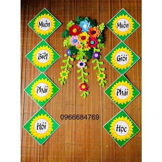 set 3 combo trang trí lớp học(nội quy,kh 8 chữ,kh lớp học thân thiện k kèm hoa)