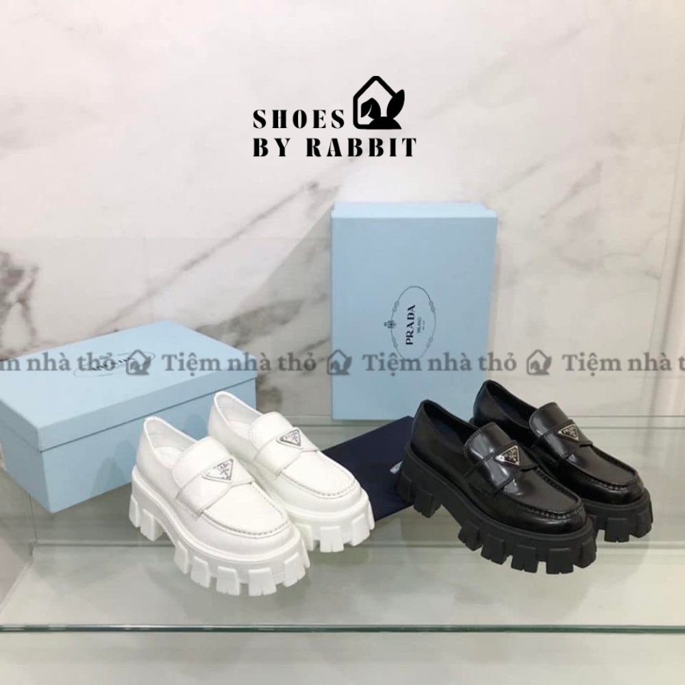 Giày da bóng mũi tròn đế độn, giày pra da tam giác răng cưa, đế cao
