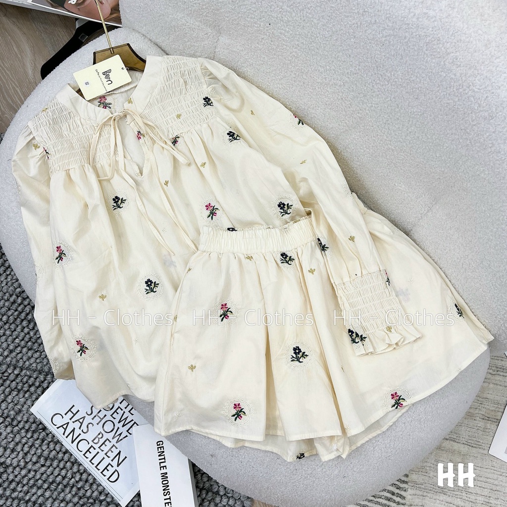 Sét thô hoa cổ tàu tay phồng,bộ quần đùi cộc tay siêu xinh-Minxy shop