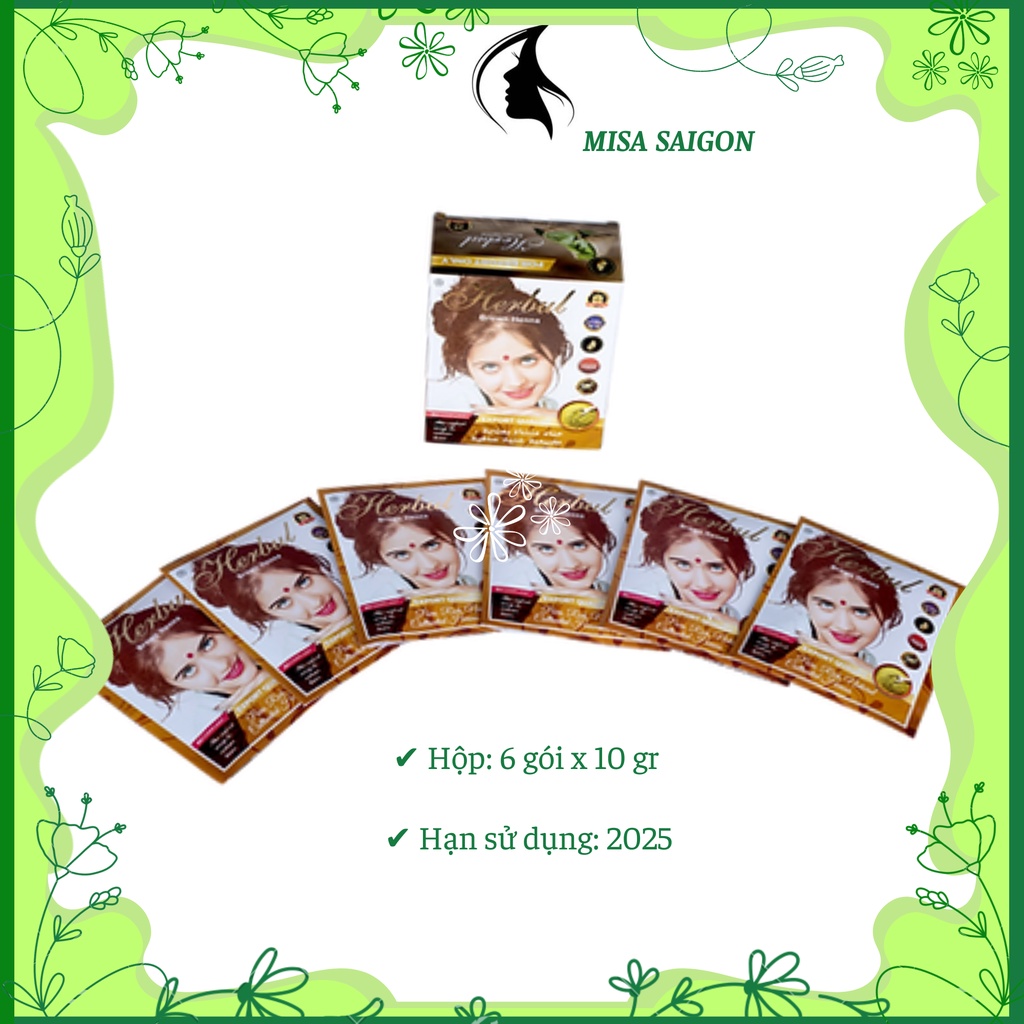 Bột nhuộm tóc thảo dược Henna màu nâu_ Herbul Brown Henna_ HSD 2025_For export only