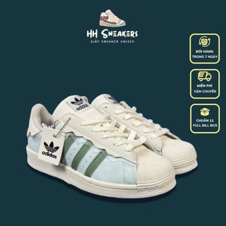 Giày thể thao nam nữ Superstar mũi sò màu xanh - Giày Das sò nam nữ hàng 11 cao cấp Full Box