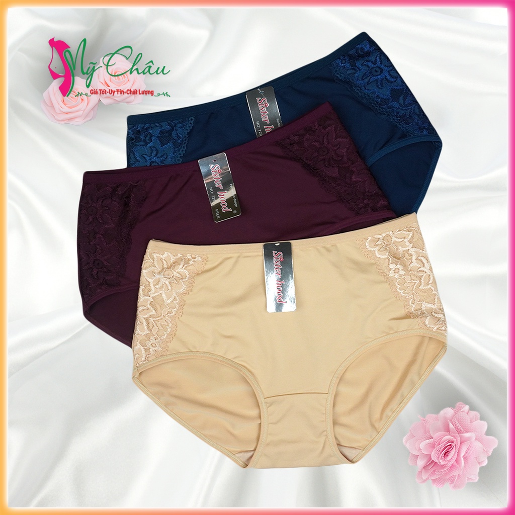 Quần Lót Bigsize Nữ Thái Lan Thun Lạnh Phối Ren Bên Hông Cạp Cao Siêu Bền Sisterhood 729, Mỹ Châu Shop