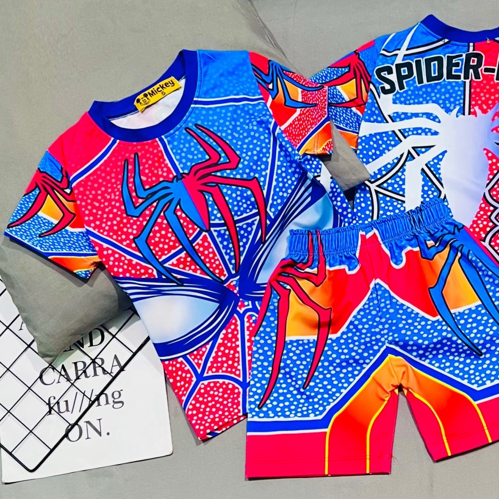 Bộ quần áo siêu nhân chất thun lạnh in 3D cho bé 9-18 kg