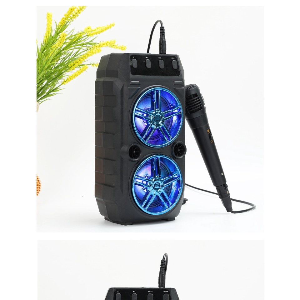 Loa Bluetooth Mini CL97 Kèm Micro Hát Karaoke Âm Thanh To Bass Ấm - Đèn Led Cực Đẹp