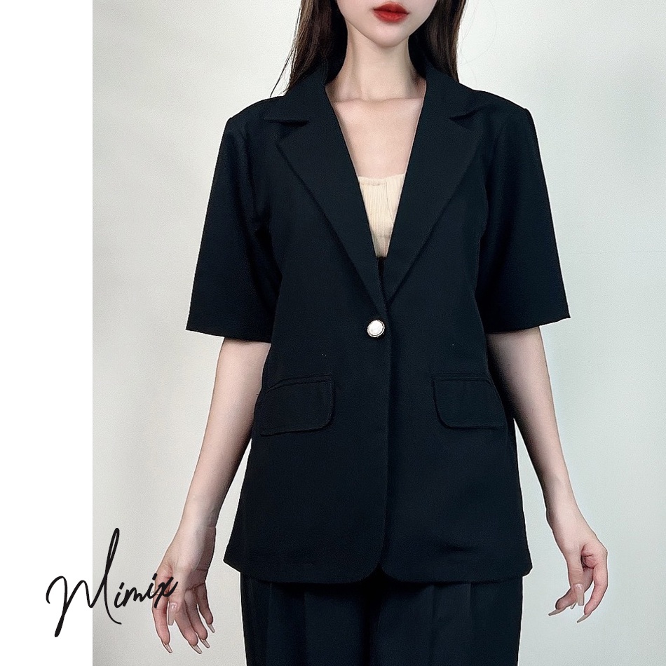 Áo blazer nữ trơn tay ngắn MIMIX phong cách công sở CV4150