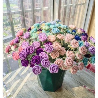 Hoa hồng tỉ muội bằng len 🌹