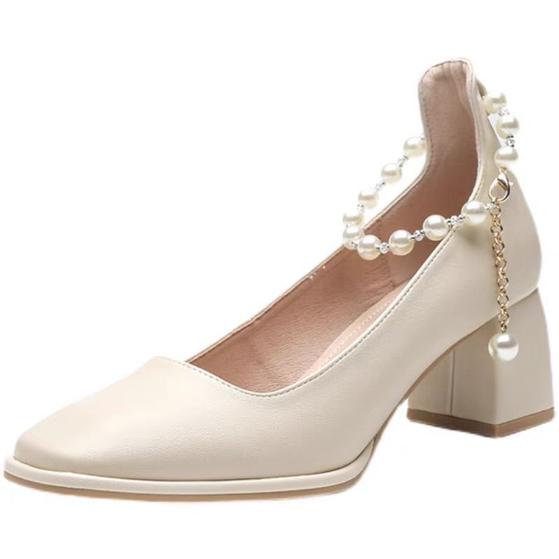 Giày cao gót Mary Jane gót thô