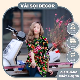 Vải chăn con công màu đen chất đẹp khổ vải 1,6m , cotton 100%