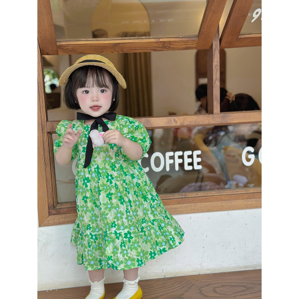 mẫu váy hoa cho bé gái,chất liệu cotton (1-7 tuổi)