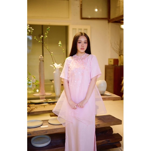 NUDIEYE - Đầm Cherie 3D-Flowers Halter Top & Linen Dress
