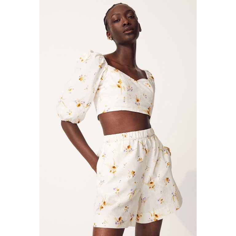 Áo croptop H&M chính hãng 1 mau chất thun line dày dăn cực xịn