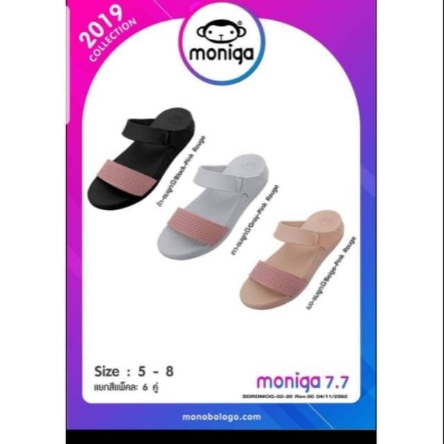 DÉP NHỰA NỮ QUAI NGANG THÁI LAN MONIGA 7.7