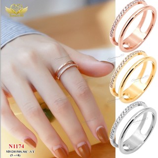 Nhẫn titan cao cấp 2 hàng- 1 hàng gắn đá n1174