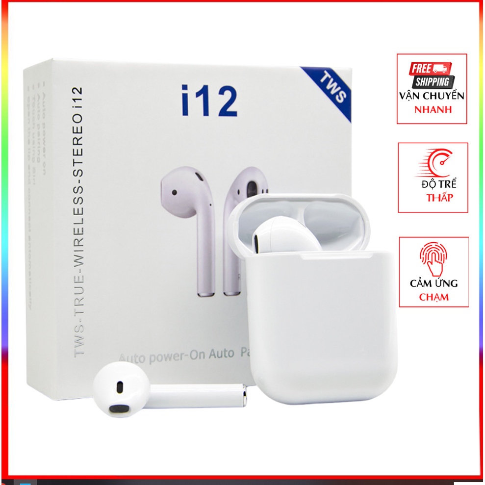 Tai Nghe Bluetooth J12 TWS 5.0 Có Micro Không Dây Nghe Gọi Cảm Ứng Chạm Âm Thanh Sống Động - J12_Trang-tramxuantjaw7526