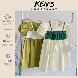 Váy đầm babydoll ken’s housebaby phong cách hàn quốc phối cách điệu bé gái đủ size 1-6 tuổi
