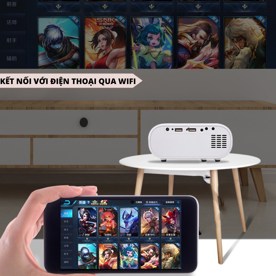 Máy chiếu mini AN01, máy chiếu FullHD kết nối không dây qua Wifi - Tặng màn hinh chiếu 100 inch - SET2392