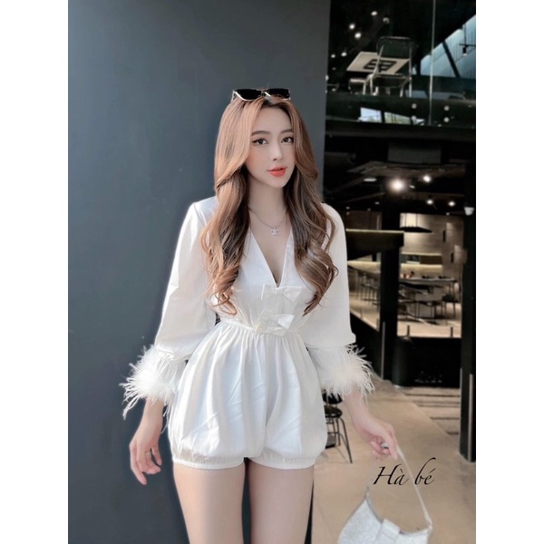 Jum phi thun tay dài phối lông vũ sang chảnh siêu hot- hàng đẹp, jum tay lông chuẩn phom loại 1, jum quần bí thụng đẹp | BigBuy360 - bigbuy360.vn