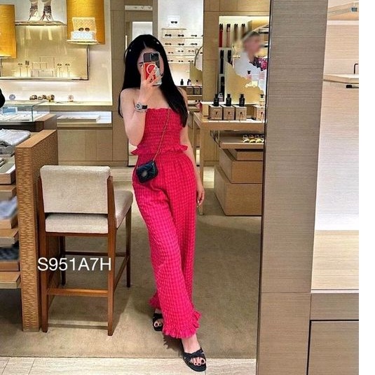 Set áo quây chun croptop ôm ngực mix quần suông bèo siêu xinh ,set bộ nữ đi biển thời trang BEBEDOLL