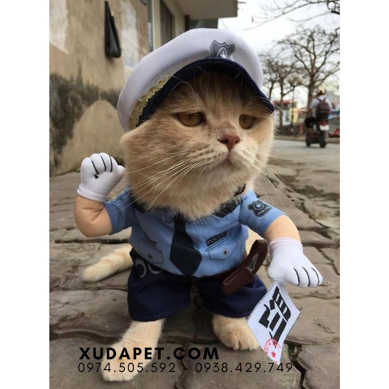 Áo Hóa Trang Cảnh Sát Trung Cho Chó Mèo Cute - SP006019jǐngchá