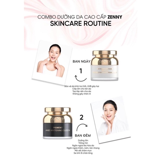 Combo kem face Dưỡng sáng da, ngăn ngừa sạm nám, tàn nhang Zenny Platinum