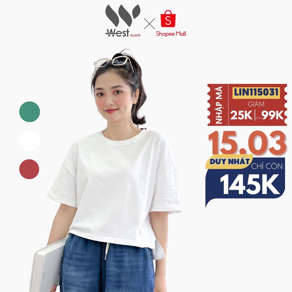 Áo Phông Nữ WEST SCENT Croptop 100% Cotton Thoáng Mát Thấm Hút Mồ Hôi Trẻ Trung Năng Động Có Big Size