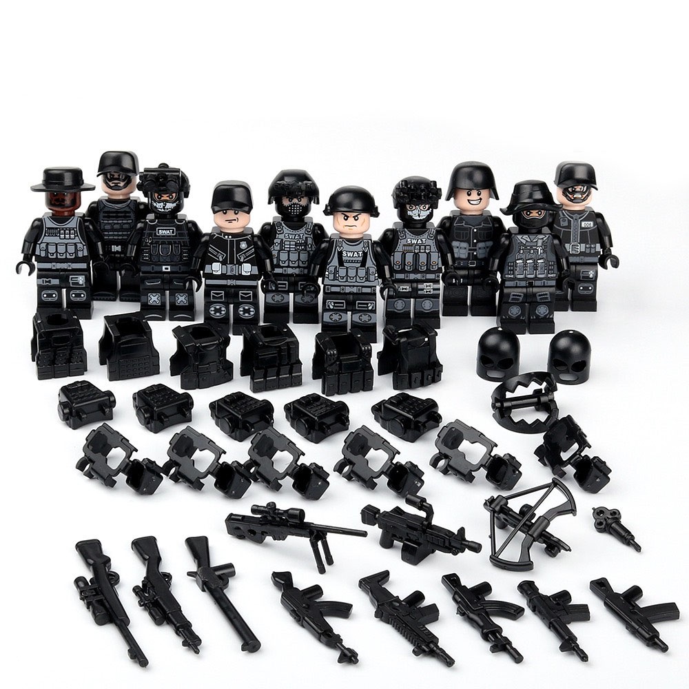 Combo 10 Lính Swat, Đồ chơi cảnh sát full phụ kiện