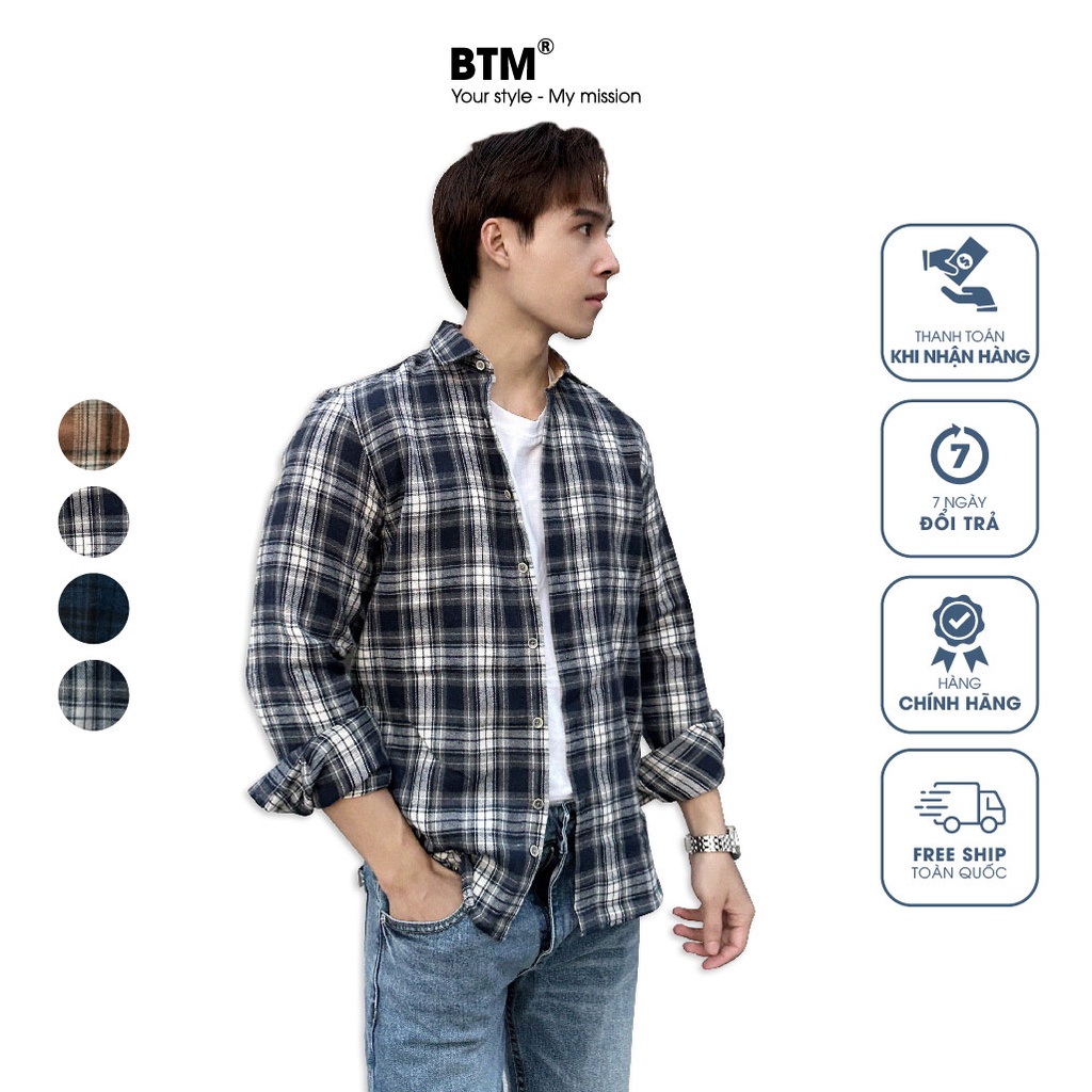 Áo sơ mi dạ kẻ phối da lộn - 1.109 - BTM Studios