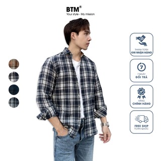 Áo sơ mi dạ kẻ phối da lộn - 1.109 - BTM Studios