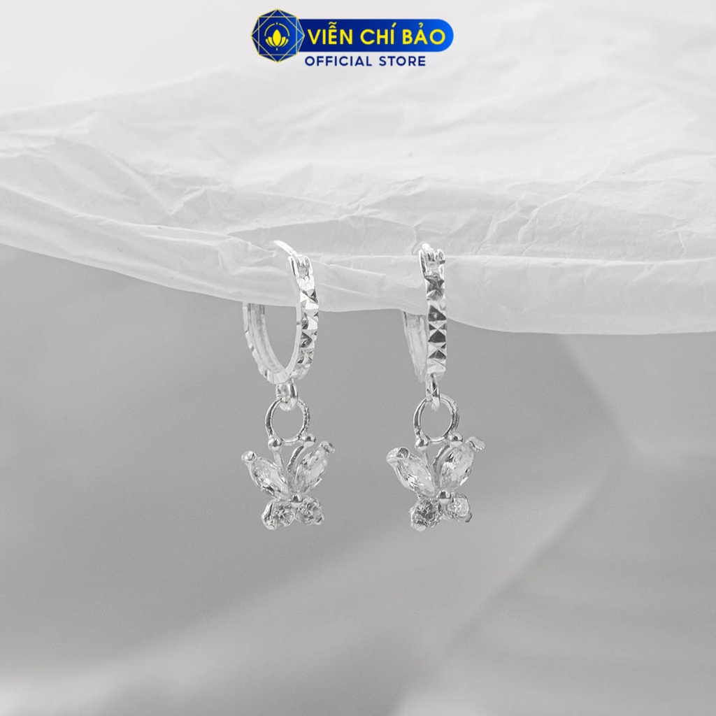 Khuyên tai bạc nữ bướm trẻ em đá trắng chất liệu bạc 925 thời trang phụ kiện trang sức Viễn Chí Bảo B400765