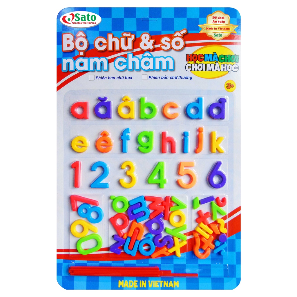 Vỉ Cái In Thường Kèm Số Có Nam Châm Gắn Tủ Và Que Tính Thông Minh Cho Bé Làm Quen Với Chữ Cái Và Số Đếm