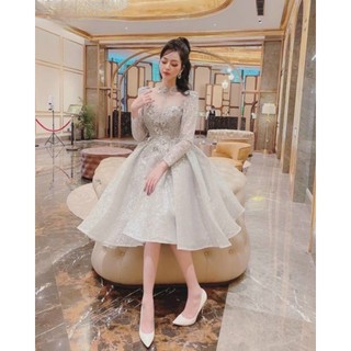 ĐẦM XÒE XẾP LY ĐÍNH HOA